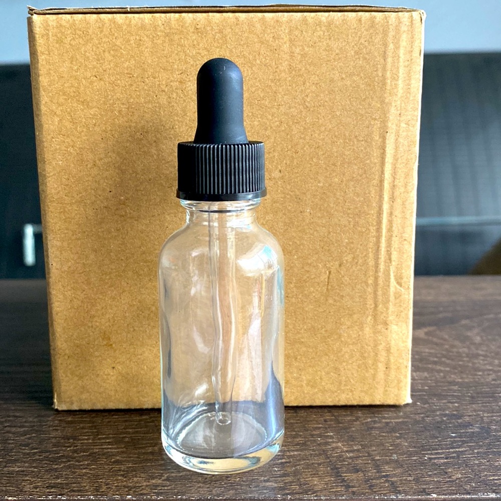 12 pck 1oz Clear + Dropper GLASS